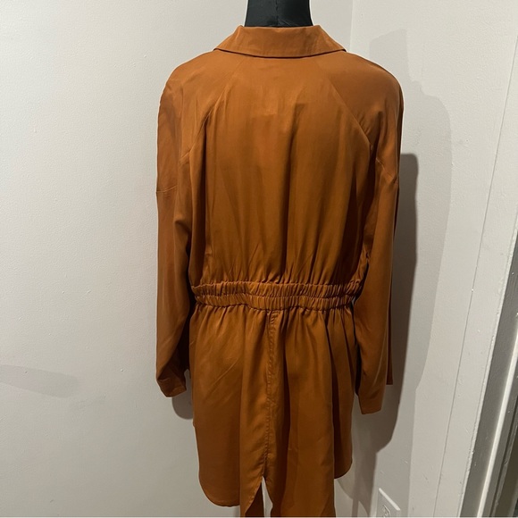 NEW Terea By Andrea Pitter Jacket long duster Adobe L Large Rust Orange coat - Picture 7 of 12
